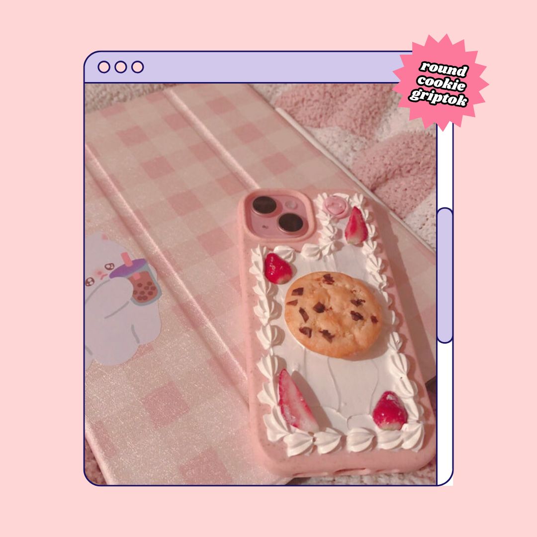 chocolate chip cookie pull out grip decoden phone case