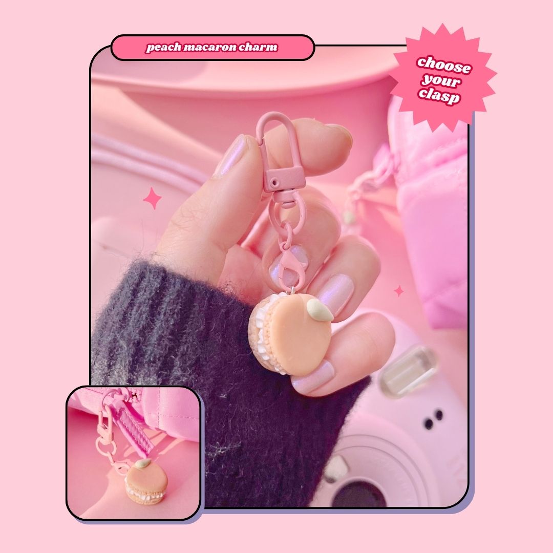 peachy macaron whipped cream keyring