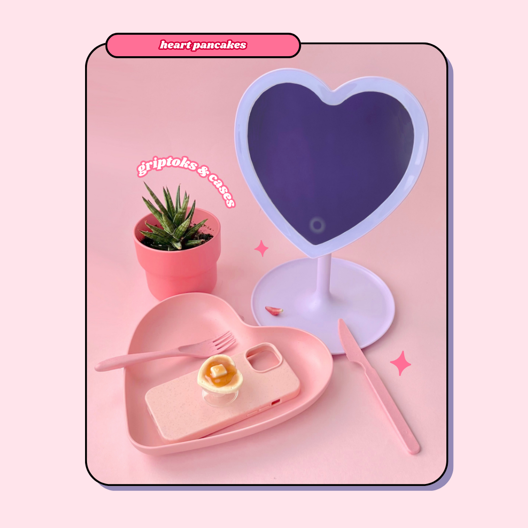 heart shaped butter syrup pancake pull out phone grip