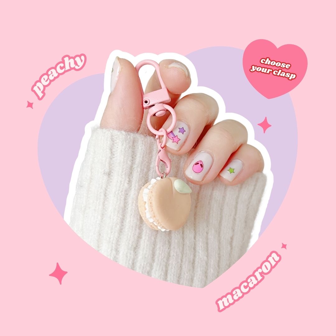 peachy macaron whipped cream keyring