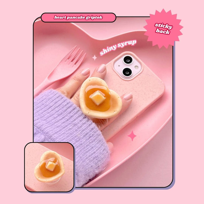 heart shaped butter syrup pancake pull out phone grip